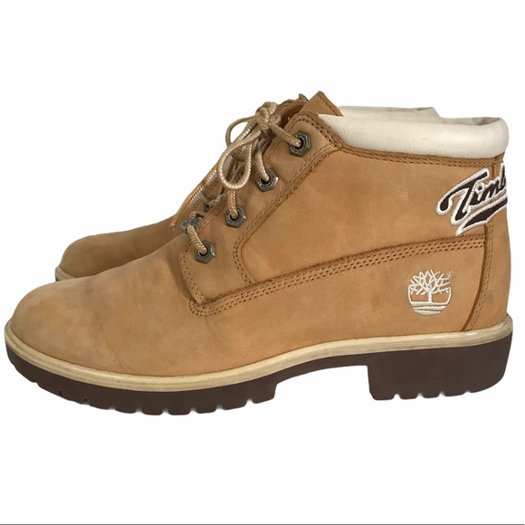Timberland Shoes - Timberland Tan Leather Embroidered Combat Boots